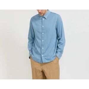 NN07 Shirt Mens Small Blue Denim Button Up Long Sleeve COLBY $210